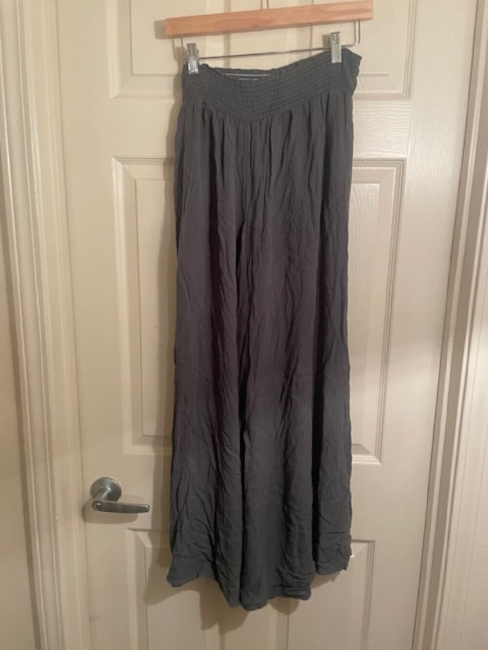 Oh La Luxe Gray Wide Leg Flowy Pants Smocked Waist